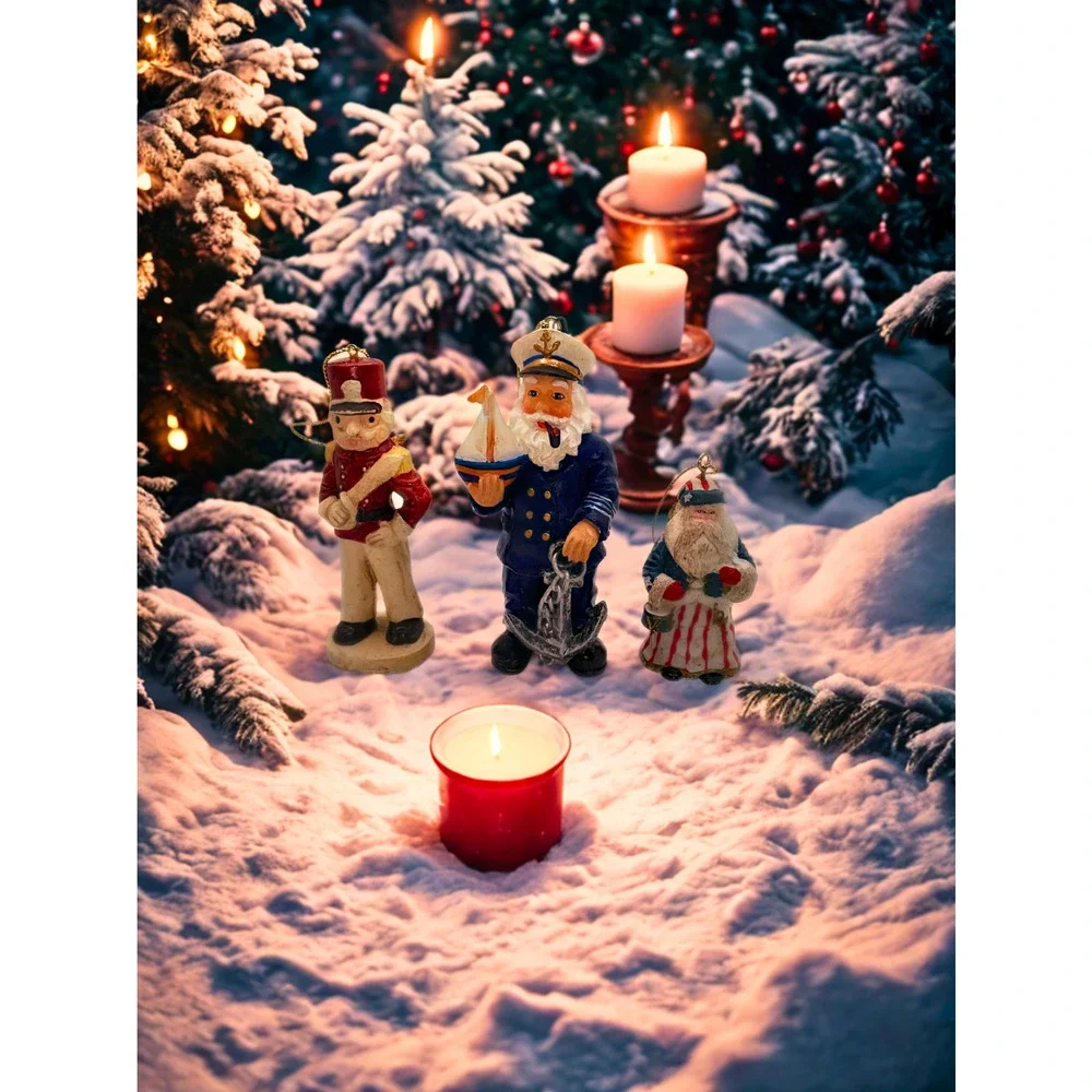 Kurt S Adler Wooden Toy Soldier Santa Captain Christmas Ornaments Lot Of 3 - Picture 2 of 13